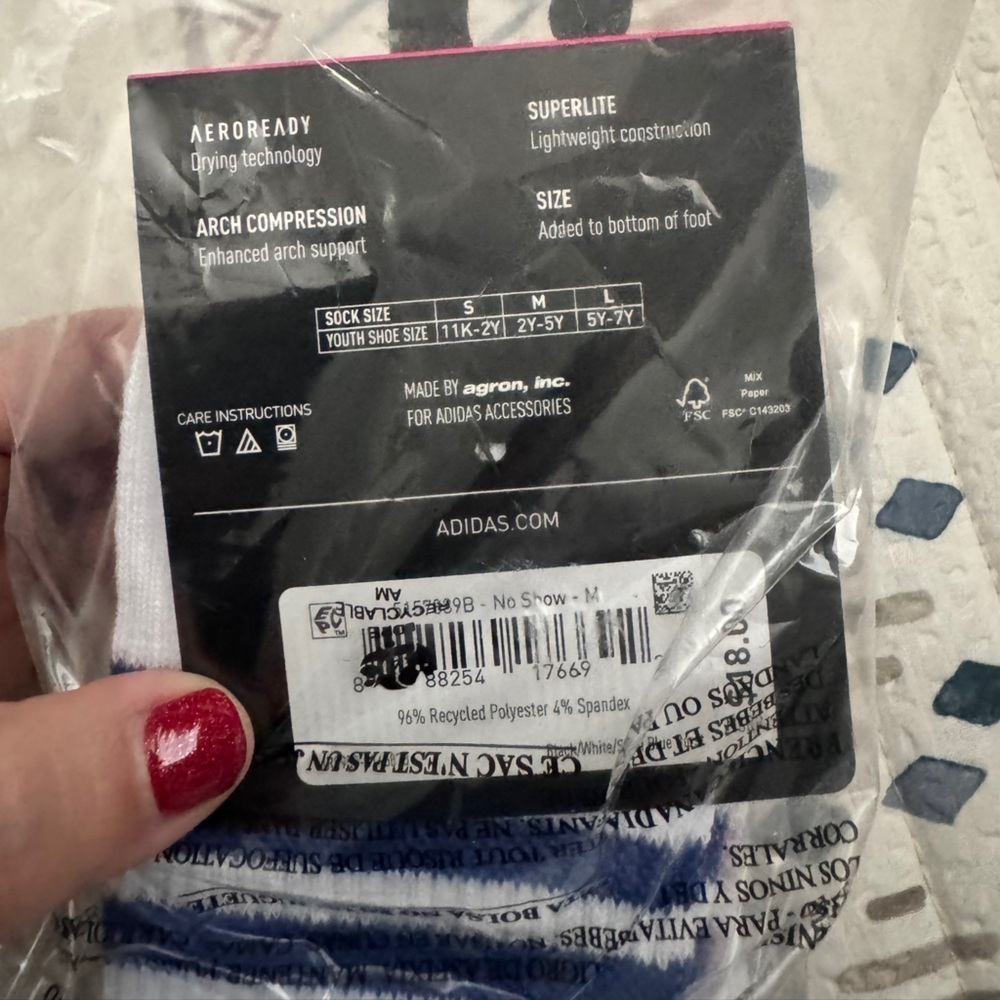 Girls Adidas Superlite Socks- 6 pair - Picture 4 of 4